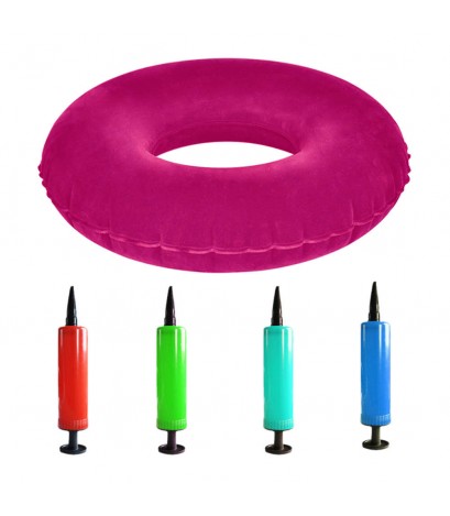 Inflatable Ring Round Cushion Hemorrhoid Medical Donut Seat Pad (Rose Red)