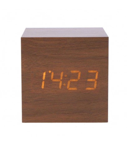 Creative LED Alarm Clock Cube Wooden Voice Control LED Digital Clocks