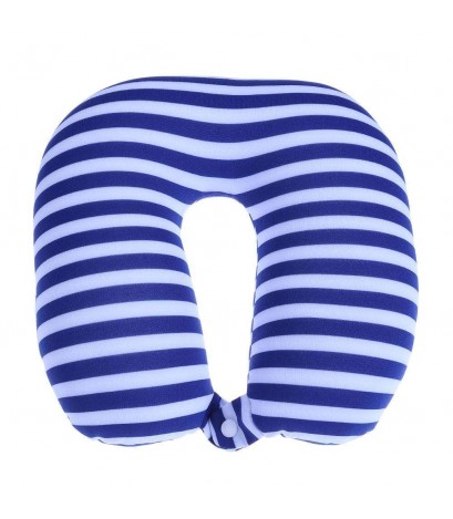 U-type Pillow Particle Striped Travel Portable Sleeping Neck Pillow(Blue)