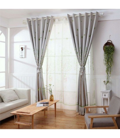 Birdcage Trees Drapes Living Room Blackout Curtain Window Shading Panel