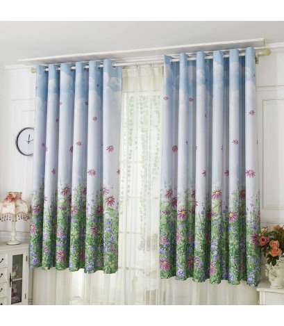 Flowers Print Shading Window Curtain Blinds Drapes Purdah Screen Home Decor