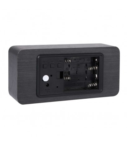 Black  White Voice humidity wooden clock electronic clock LED alarm clock