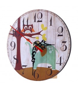 Vintage Wooden Wall Clock Large Shabby Chic Rustic Kitchen Antique 1