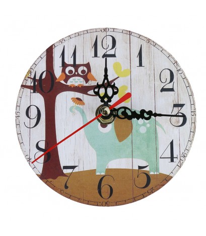 Vintage Wooden Wall Clock Large Shabby Chic Rustic Kitchen Antique 1