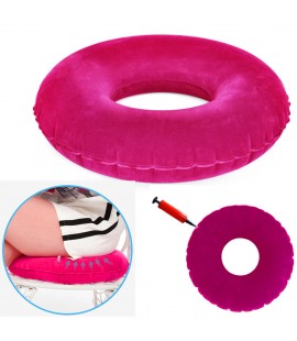 Inflatable Ring Round Cushion Hemorrhoid Medical Donut Seat Pad (Rose Red)