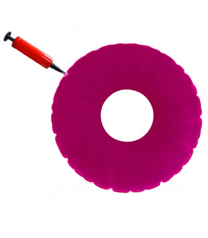 Inflatable Ring Round Cushion Hemorrhoid Medical Donut Seat Pad (Rose Red)