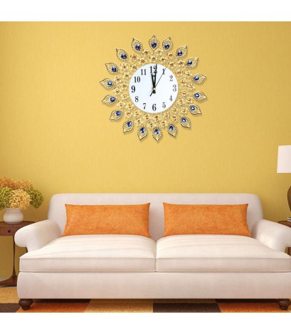 Luxury Diamond  Large Wall Clocks Metal Living Room Wall Clock