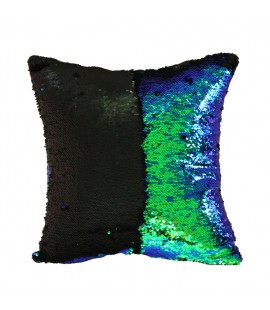 DIY Sequins Pillowcase Double Color Paillette Pillowcase (Green & Black)