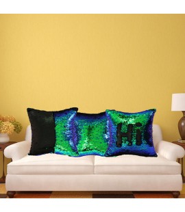 DIY Sequins Pillowcase Double Color Paillette Pillowcase (Green & Black)