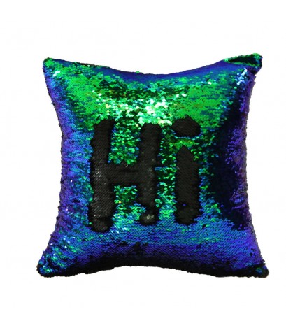 DIY Sequins Pillowcase Double Color Paillette Pillowcase (Green & Black)