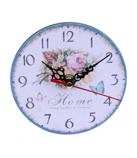 Vintage Wooden Wall Clock Large  Shabby Chic Rustic Kitchen Round 1