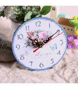 Vintage Wooden Wall Clock Large  Shabby Chic Rustic Kitchen Round 1