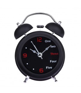 Happy Home Number/English Retro Double Bell Desk Table Alarm Clock (Black)