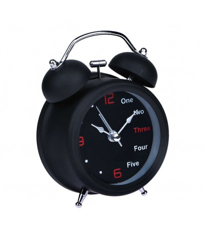 Happy Home Number/English Retro Double Bell Desk Table Alarm Clock (Black)