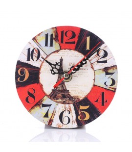 12cm Vintage Colourful Style Round Digital Wood Wall Clock  Home Decor