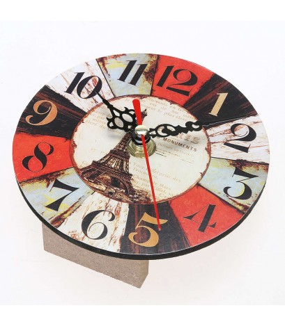 12cm Vintage Colourful Style Round Digital Wood Wall Clock  Home Decor