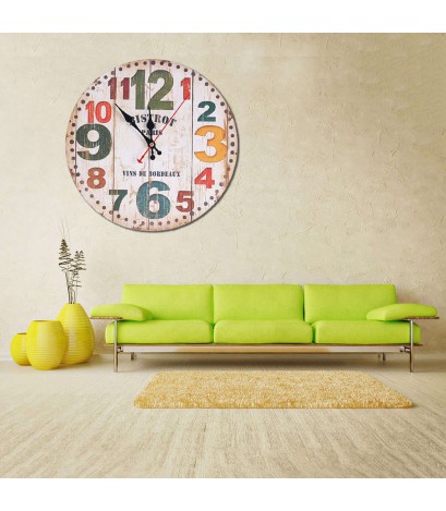 Vintage Circle Bedroom Living Room Number Mute Wall Clock 30cm Diameter