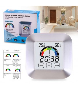 Desk Touch Screen Color Display Clock Temperature Humidity Thermometer Tool