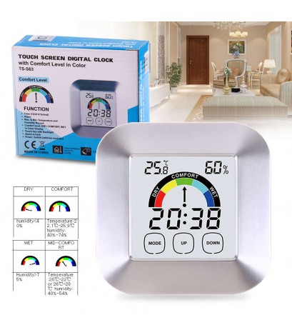 Desk Touch Screen Color Display Clock Temperature Humidity Thermometer Tool