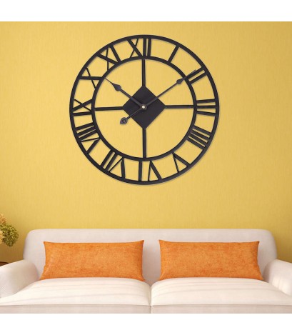 TRADITIONAL VINTAGE STYLE IRON WALL CLOCK ROMAN NUMERALS HOME DECOR 38cm