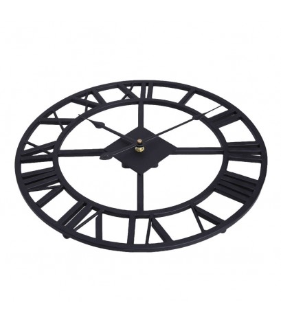 TRADITIONAL VINTAGE STYLE IRON WALL CLOCK ROMAN NUMERALS HOME DECOR 38cm