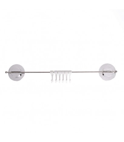 Stainless Steel Vacuum Suction Cup Sucker Hanger Holder Rack 6 Hooks