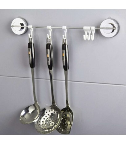 Stainless Steel Vacuum Suction Cup Sucker Hanger Holder Rack 6 Hooks