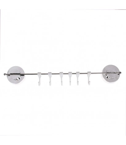 Stainless Steel Vacuum Suction Cup Sucker Hanger Holder Rack 6 Hooks