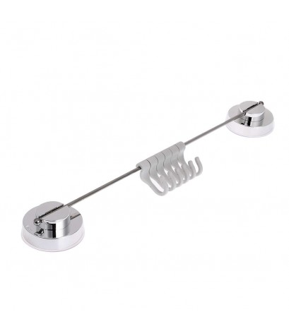 Stainless Steel Vacuum Suction Cup Sucker Hanger Holder Rack 6 Hooks