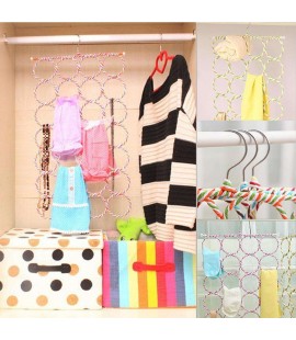 Multi-use 28-Hole Ring Rope Scarf Wrap Shawl Storage Holder Hanger Tie Rack