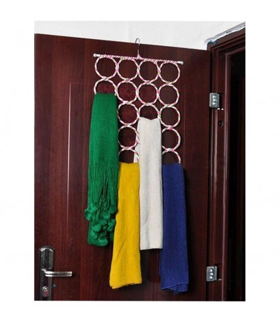 Multi-use 28-Hole Ring Rope Scarf Wrap Shawl Storage Holder Hanger Tie Rack