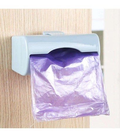 Home Kitchen Bathroom Wall Mount Plastic Bag Storage Box(Blue)