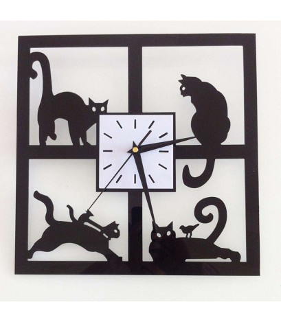 3D Crystal Mirror Wall Clock Black Cat Decorative Wall Clock Home Decor