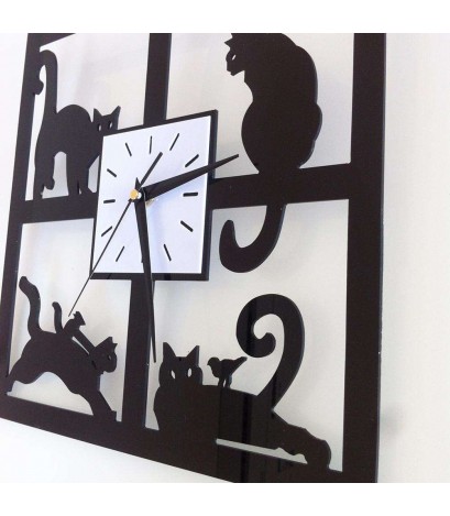 3D Crystal Mirror Wall Clock Black Cat Decorative Wall Clock Home Decor