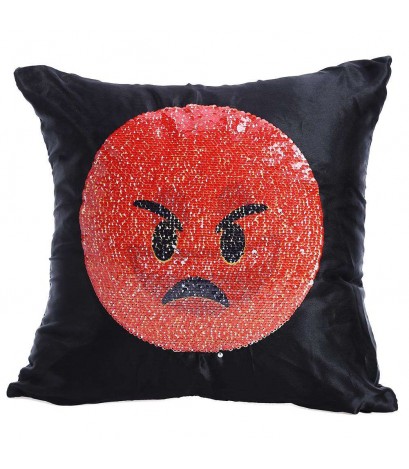 Sequin Mermaid Pillow Emoji Expression Cushion Cover Reversible Home Decor