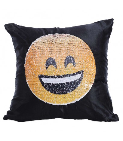 Sequin Mermaid Pillow Emoji Expression Cushion Cover Reversible Home Decor