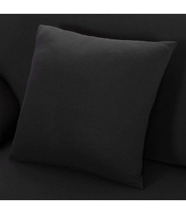 Solid Color Elastic Zipper Cushion Cover Fabric Pillow Case(Black)