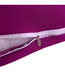 Solid Color Elastic Zipper Cushion Cover Fabric Pillow Case(Candy Purple)