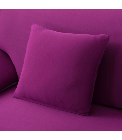 Solid Color Elastic Zipper Cushion Cover Fabric Pillow Case(Candy Purple)