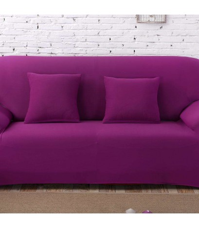 Solid Color Elastic Zipper Cushion Cover Fabric Pillow Case(Candy Purple)