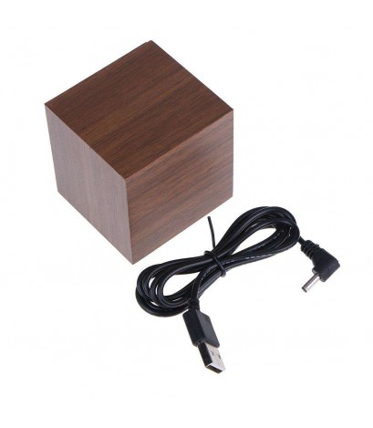 Creative LED Alarm Clock Cube Wooden Voice Control LED Digital Clocks