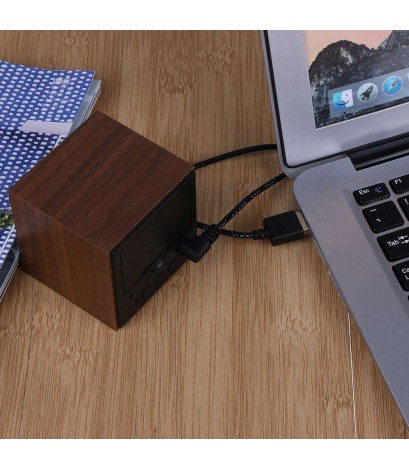 Creative LED Alarm Clock Cube Wooden Voice Control LED Digital Clocks