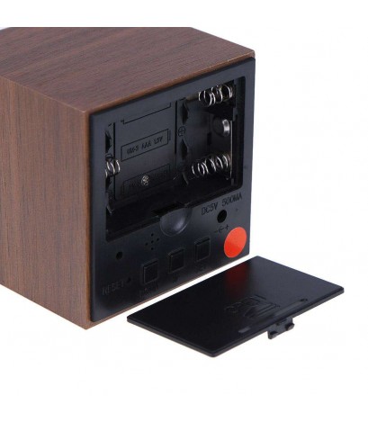 Creative LED Alarm Clock Cube Wooden Voice Control LED Digital Clocks