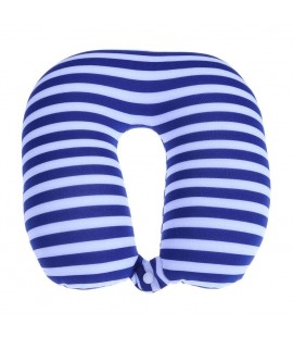 U-type Pillow Particle Striped Travel Portable Sleeping Neck Pillow(Blue)