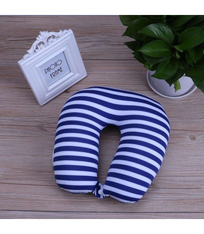 U-type Pillow Particle Striped Travel Portable Sleeping Neck Pillow(Blue)