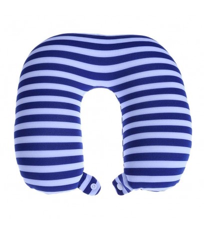 U-type Pillow Particle Striped Travel Portable Sleeping Neck Pillow(Blue)