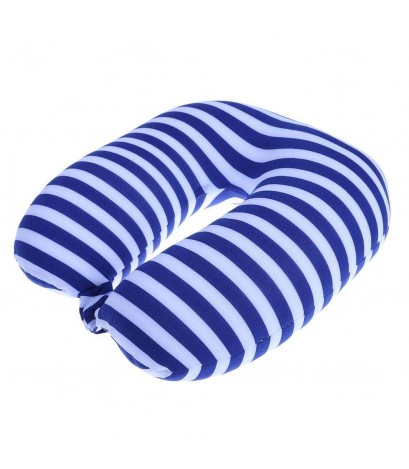 U-type Pillow Particle Striped Travel Portable Sleeping Neck Pillow(Blue)