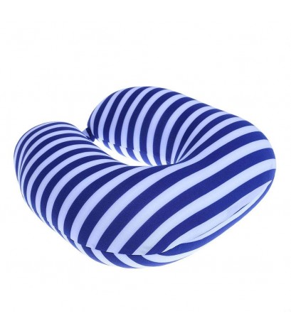 U-type Pillow Particle Striped Travel Portable Sleeping Neck Pillow(Blue)