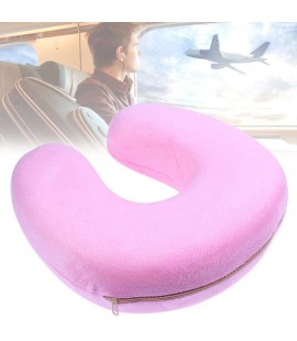 Neck Pillow Memory Foam U Shape Pillow Neck Head Support Cushion(Pink)