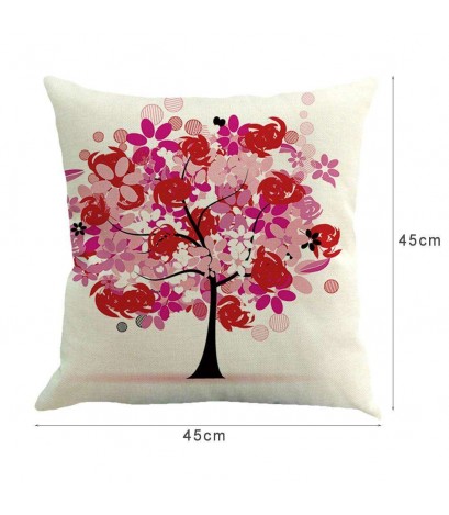 Love Flower Cotton Linen Throw Pillow Case Cushion Cover Home Car Decor